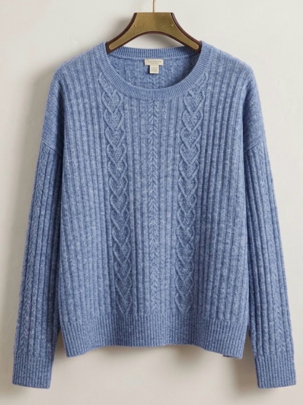 Blue Cable-Knit Crewneck Sweater